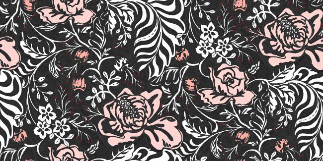 Rose block print floral